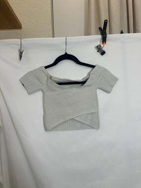 Aerie Crossover Ribbed Short Sleeve Sweater Crop Top Size XS